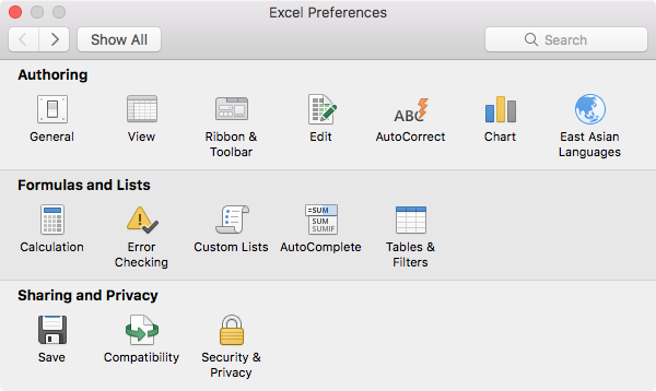 options for font in mac excel